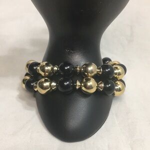 BLACK AND GOLDEN  DOUBLE STRANDS PEARL  BRACELET